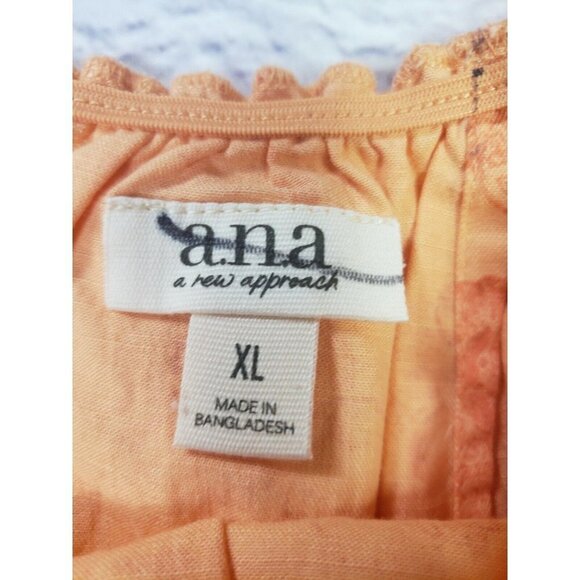 NEW A.N.A Women's Size XL Orange Floral Open Back Tank Top Blouse - Picture 4 of 6